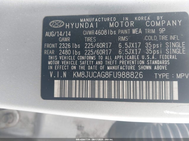 KM8JUCAG8FU988826 Hyundai dohc gdi theta ii
