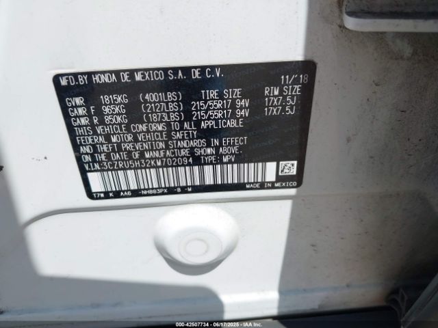 3CZRU5H32KM702094 Honda r18z9