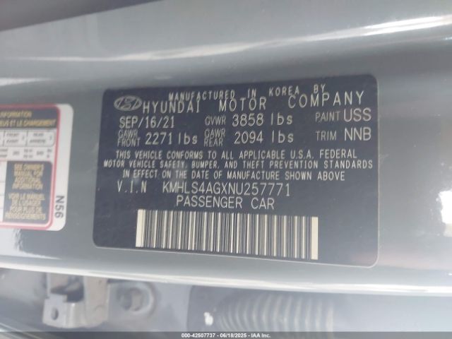 2022 HYUNDAI ELANTRA KMHLS4AGXNU257771 Photo 8