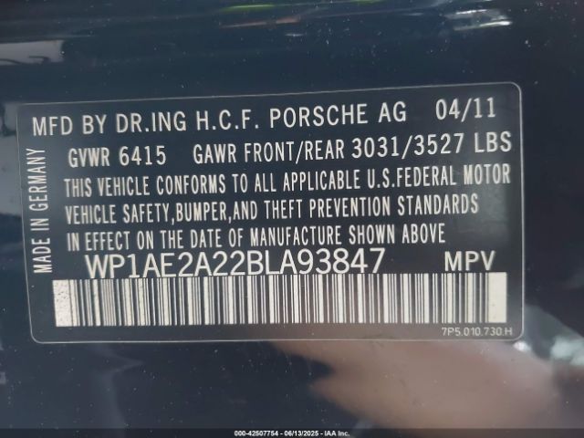 2011 PORSCHE CAYENNE HYBRID WP1AE2A22BLA93847 Photo 8