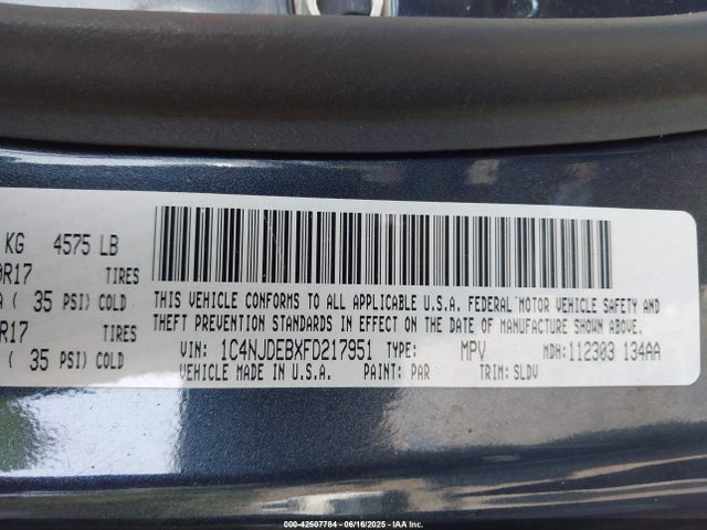 1C4NJDEBXFD217951 Jeep Compass