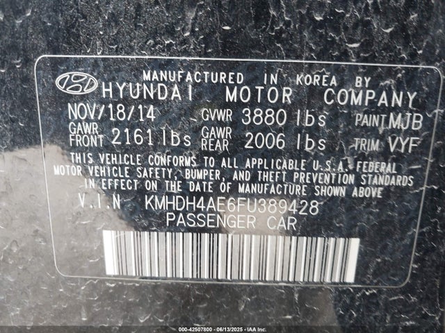 KMHDH4AE6FU389428 Hyundai dohc mpi nu