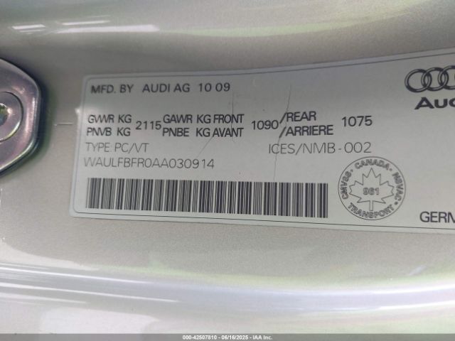 2010 AUDI A5 WAULFBFR0AA030914 Photo 8
