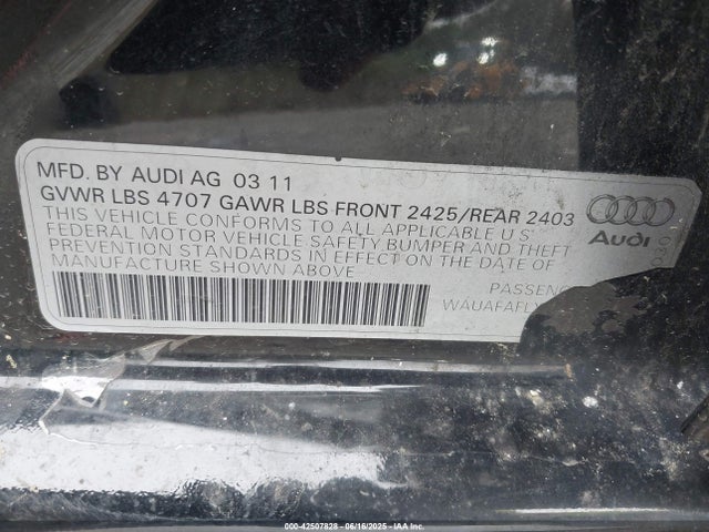 2011 AUDI A4 WAUAFAFLXBN046819 Photo 8