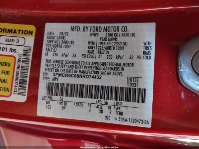 3FMCR9C68NRD74432 Ford dragon