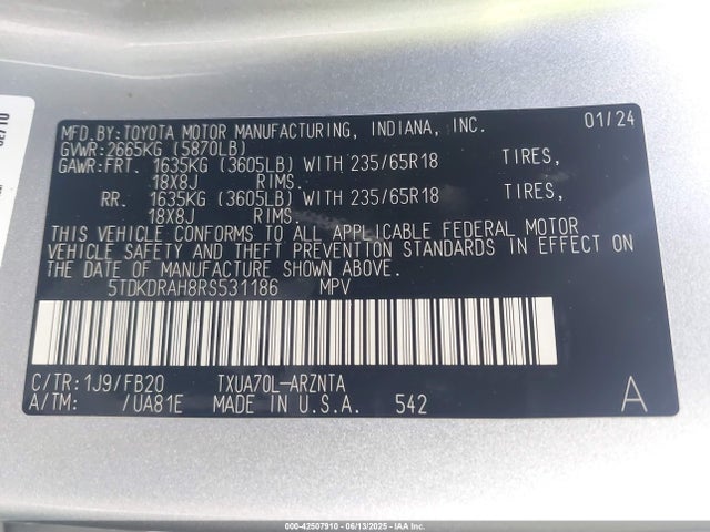 Toyota t24a-fts 2024 5TDKDRAH8RS531186 Image 9