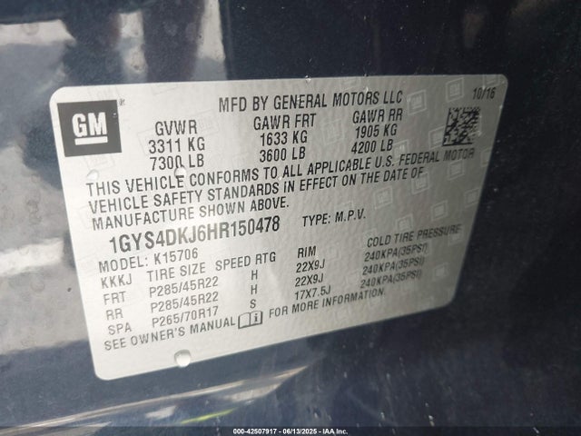 2017 CADILLAC ESCALADE 1GYS4DKJ6HR150478 Photo 8