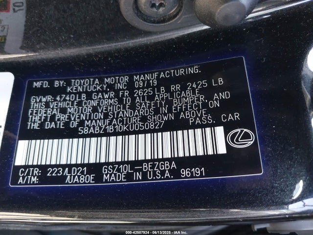 58ABZ1B10KU050827 Lexus 2gr-fks