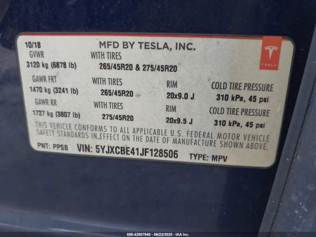 2018 TESLA MODEL X 5YJXCBE41JF128506 Photo 8