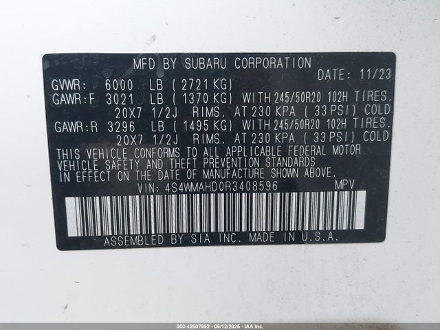 4S4WMAHD0R3408596 Subaru Ascent