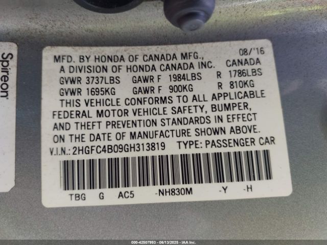 2HGFC4B09GH313819 Honda k20c2