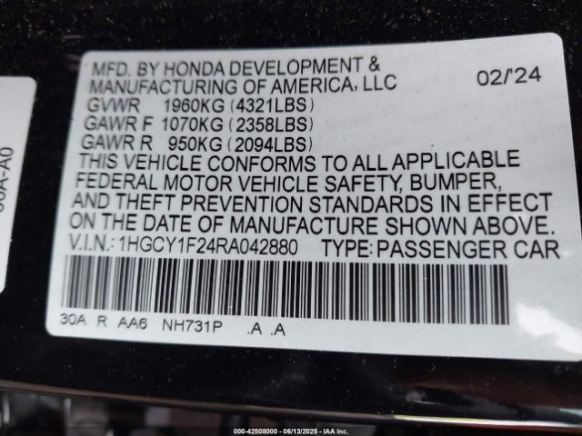 2024 HONDA ACCORD 1HGCY1F24RA042880 Photo 8