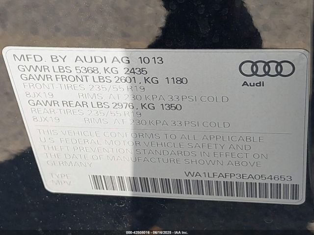 WA1LFAFP3EA054653 Audi Q5