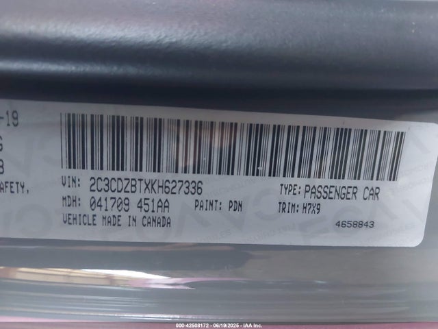 2C3CDZBTXKH627336 Dodge 2019