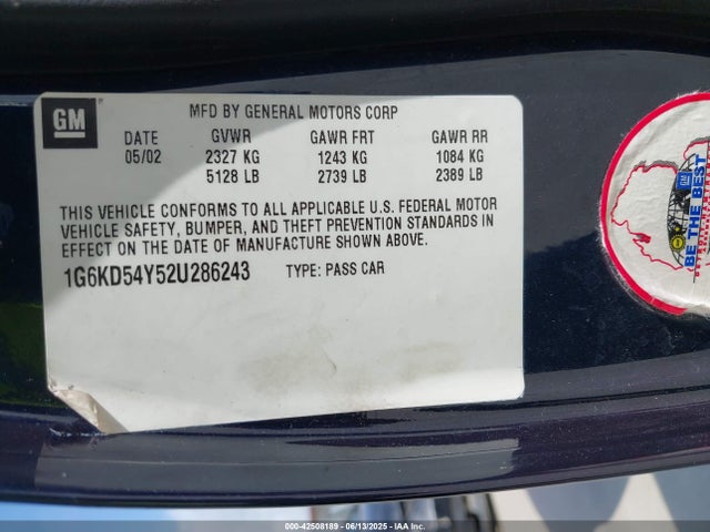 2002 CADILLAC DEVILLE 1G6KD54Y52U286243 Photo 8