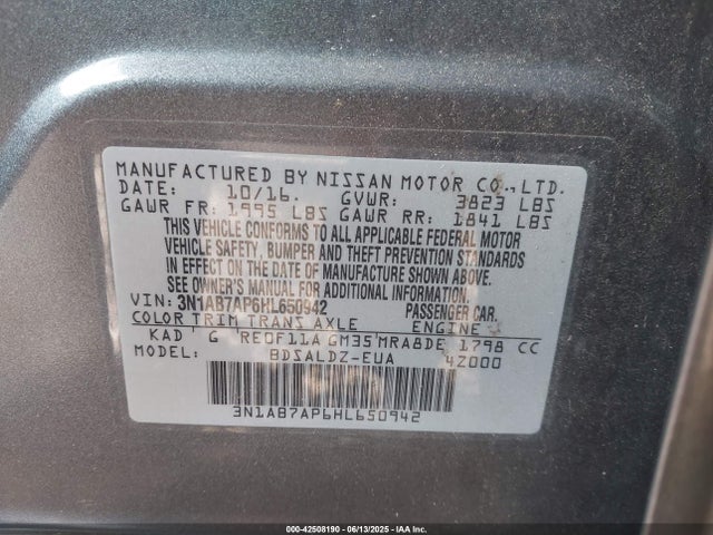 3N1AB7AP6HL650942 Nissan SENTRA SV