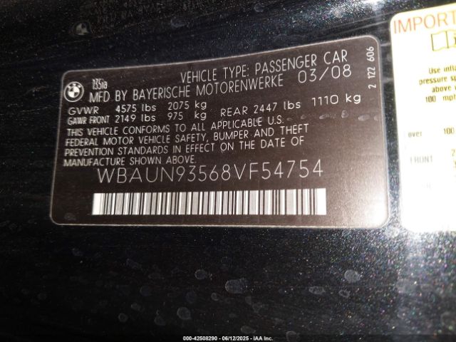 2008 BMW 135I WBAUN93568VF54754 Photo 8