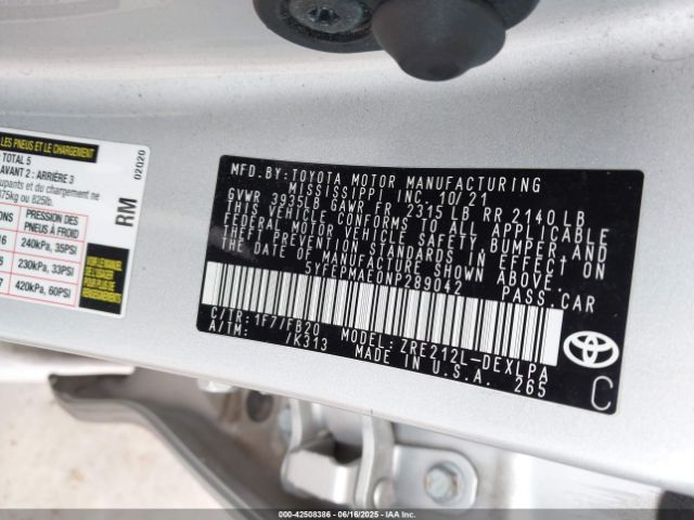 2022 TOYOTA COROLLA 5YFEPMAE0NP289042 Photo 8