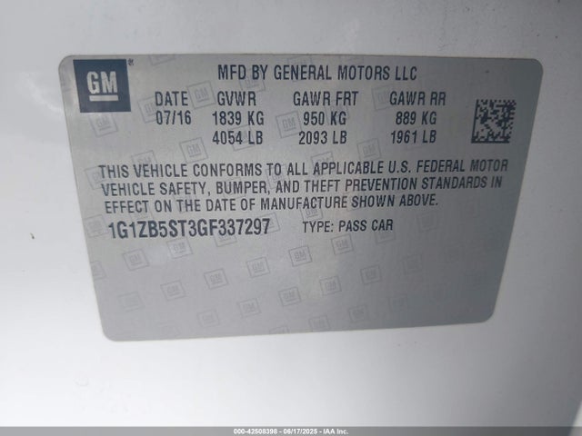 1G1ZB5ST3GF337297 Chevrolet lfv - di: direct injection, vvt, gen1 gmna