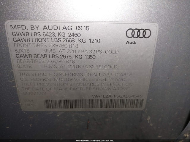 2016 AUDI Q5 WA1L2AFP5GA064549 Photo 8