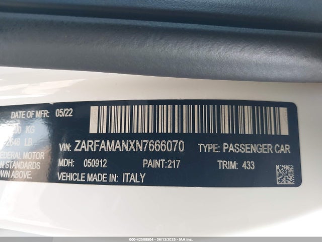 ZARFAMANXN7666070 Alfa Romeo giulia (952)