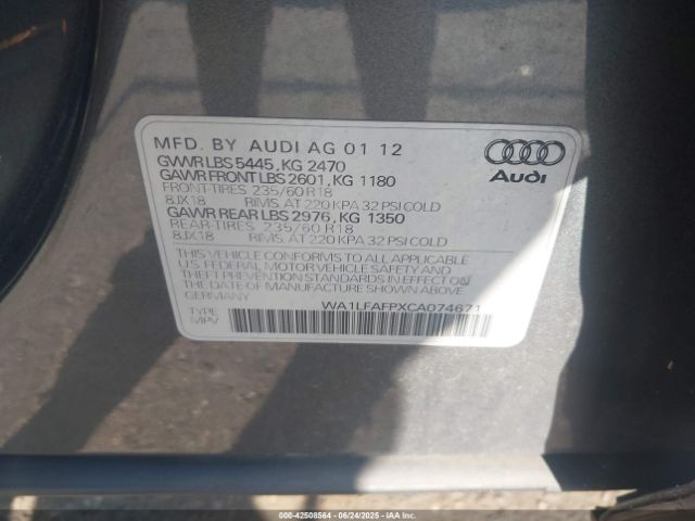 2012 AUDI Q5 WA1LFAFPXCA074671 Photo 8