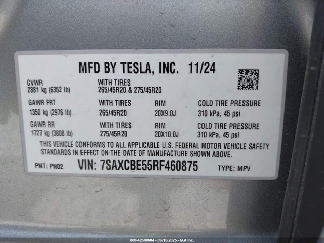 2024 TESLA MODEL X 7SAXCBE55RF460875 Photo 8