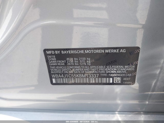 WBA4J1C55KBM13337 BMW 430I