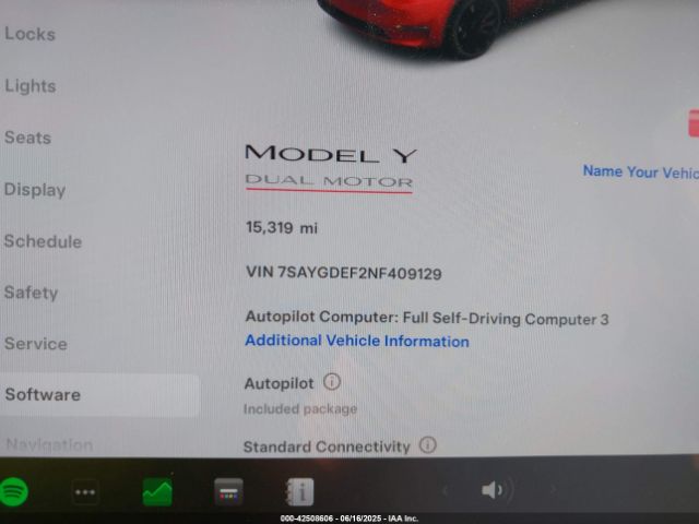 7SAYGDEF2NF409129 Tesla Model Y