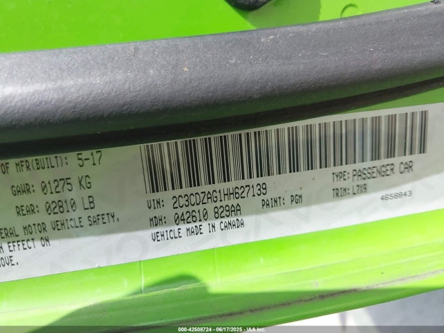 2C3CDZAG1HH627139 Dodge 2017