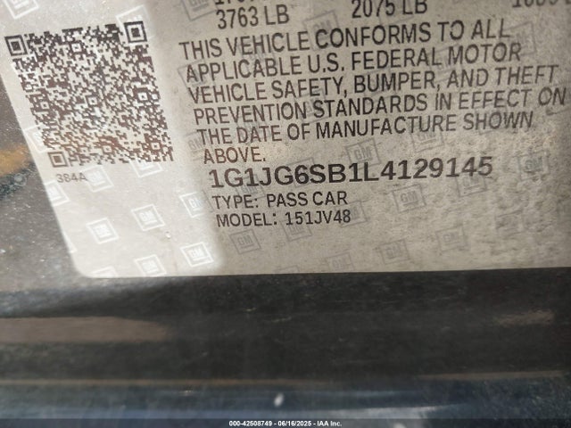 1G1JG6SB1L4129145 Chevrolet luv - mfi, variable valve timing, alum, e85 max