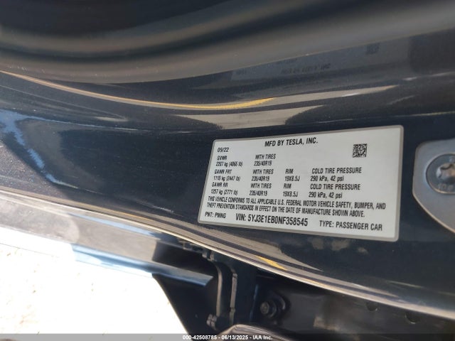 2022 TESLA MODEL 3 5YJ3E1EB0NF358545 Photo 8