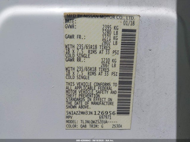 5N1AZ2MH3JN126956 Nissan 2018