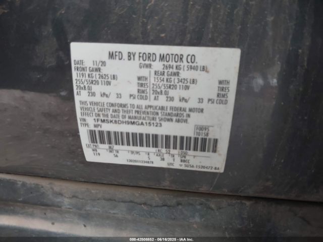 2021 FORD EXPLORER 1FMSK8DH9MGA15123 Photo 8