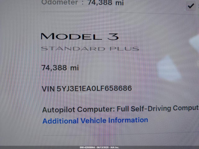 5YJ3E1EA0LF658686 Tesla MODEL 3