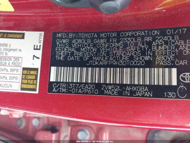 2017 TOYOTA PRIUS PRIME JTDKARFP9H3010020 Photo 8