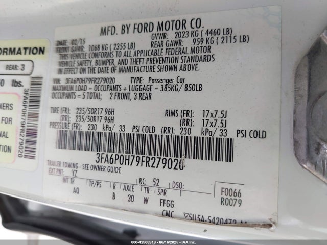 Ford Fusion 2015 3FA6P0H79FR279020 Image 9