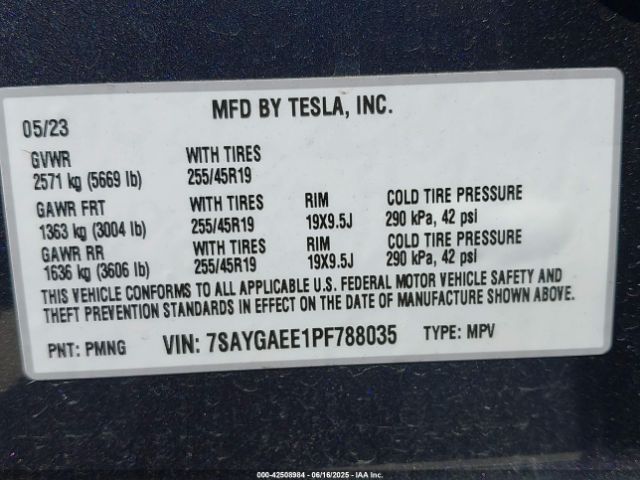7SAYGAEE1PF788035 Tesla 2023