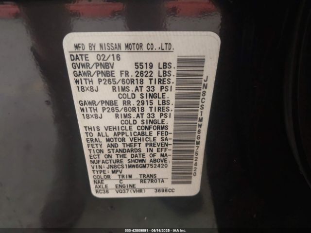 2016 INFINITI QX70 JN8CS1MW6GM752420 Photo 8