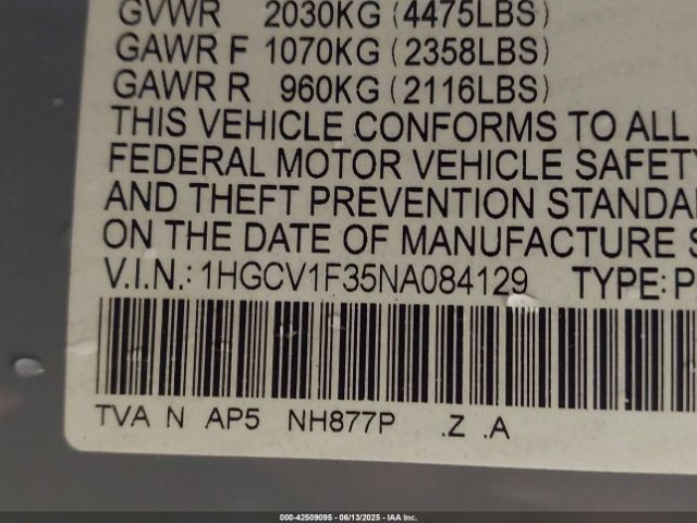 2022 HONDA ACCORD 1HGCV1F35NA084129 Photo 8