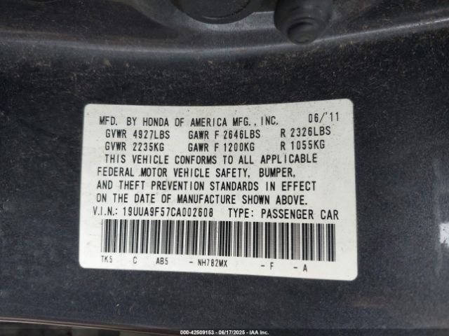 2012 ACURA TL 19UUA9F57CA002608 Photo 8