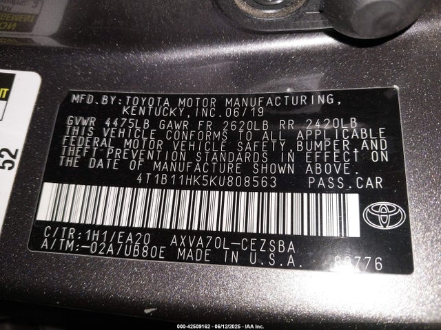 4T1B11HK5KU808563 Toyota a25a-fks