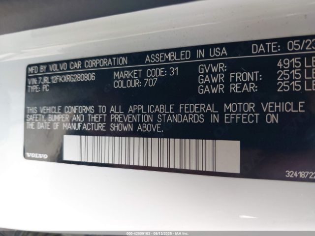 2024 VOLVO S60 7JRL12FKXRG280806 Photo 8