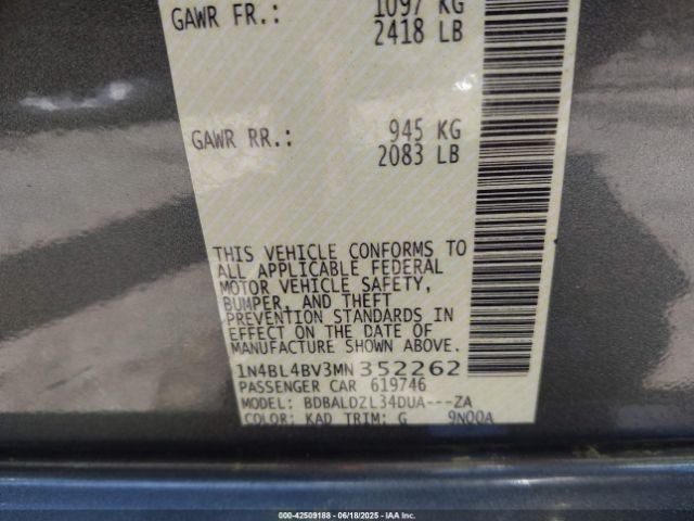 2021 NISSAN ALTIMA 1N4BL4BV3MN352262 Photo 8