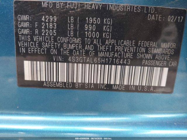 4S3GTAL65H1716443 Subaru na