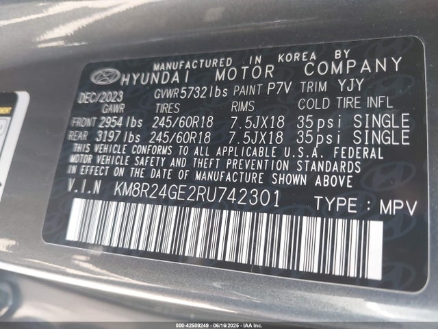 KM8R24GE2RU742301 Hyundai Palisade Sel