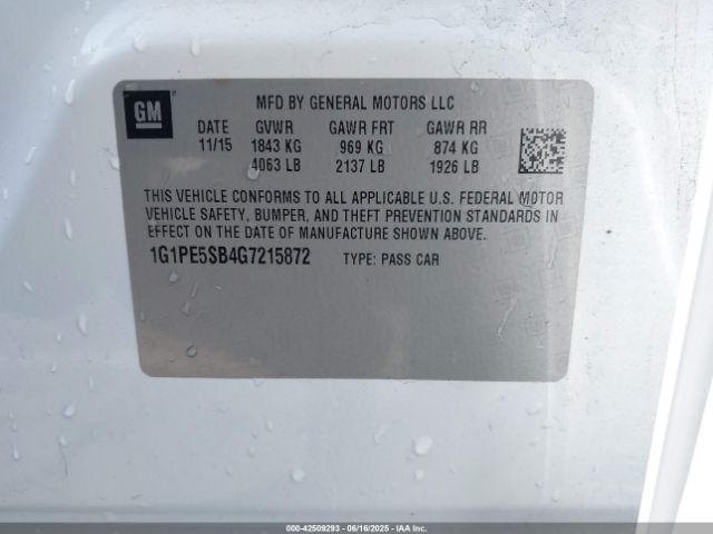 1G1PE5SB4G7215872 Chevrolet luv - vvt, alum, e85 max