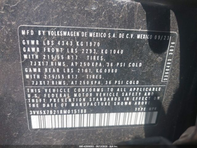 3VV5X7B21RM015188 Volkswagen Taos 1.5t S
