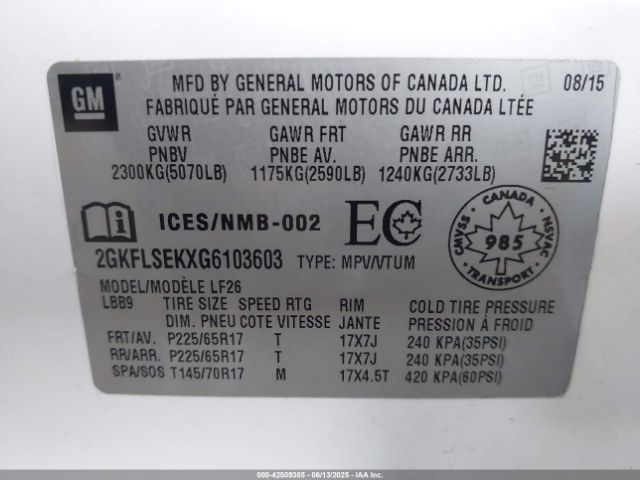 2GKFLSEKXG6103603 GMC lea - e85 max, aluminum