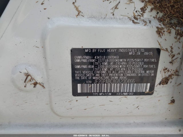 Subaru naturally aspirated 2016 JF2GPABC8G8200466 Image 9